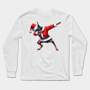 Christmas Doberman Pinscher Dog Dabbing Dance Long Sleeve T-Shirt